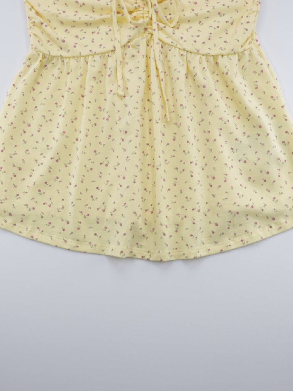 Hollister Women's Floral Soft Strapless Cinched Babydoll Top Yellow Size XL - Picture 3 of 8